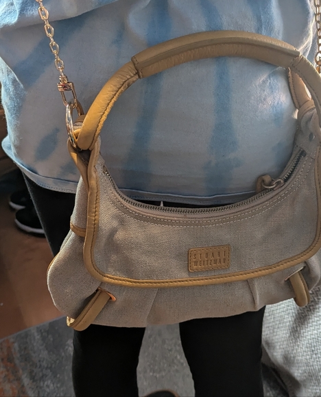 Is Stuart weitzman linen leather mini hobo chain purse - Picture 8 of 10